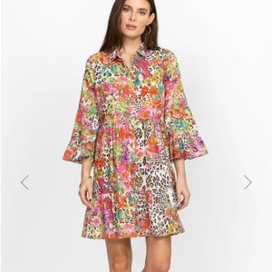 Johnny Was Multicolor Floral & Leopard Print Dress